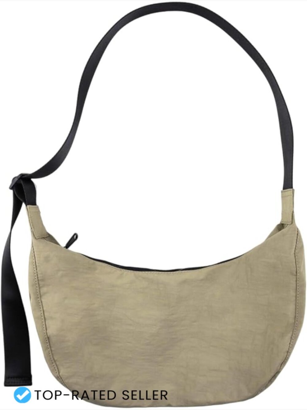 Nylon Crescent Shoulder Bag Crossbody Adjustable Strap Dual Zip Pocket Hobo